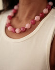 Collier femme à perles roses réglable en acier inoxydable (vue 4)