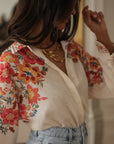 Chemise femme écrue imprimée coupe fluide loose Poppy (vue 5)