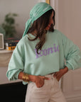 Sweat femme vert d’eau Iconic col rond style moderne (vue 6)