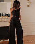 Ensemble femme noir pantalon fluide et bustier chic élégant (vue 5)