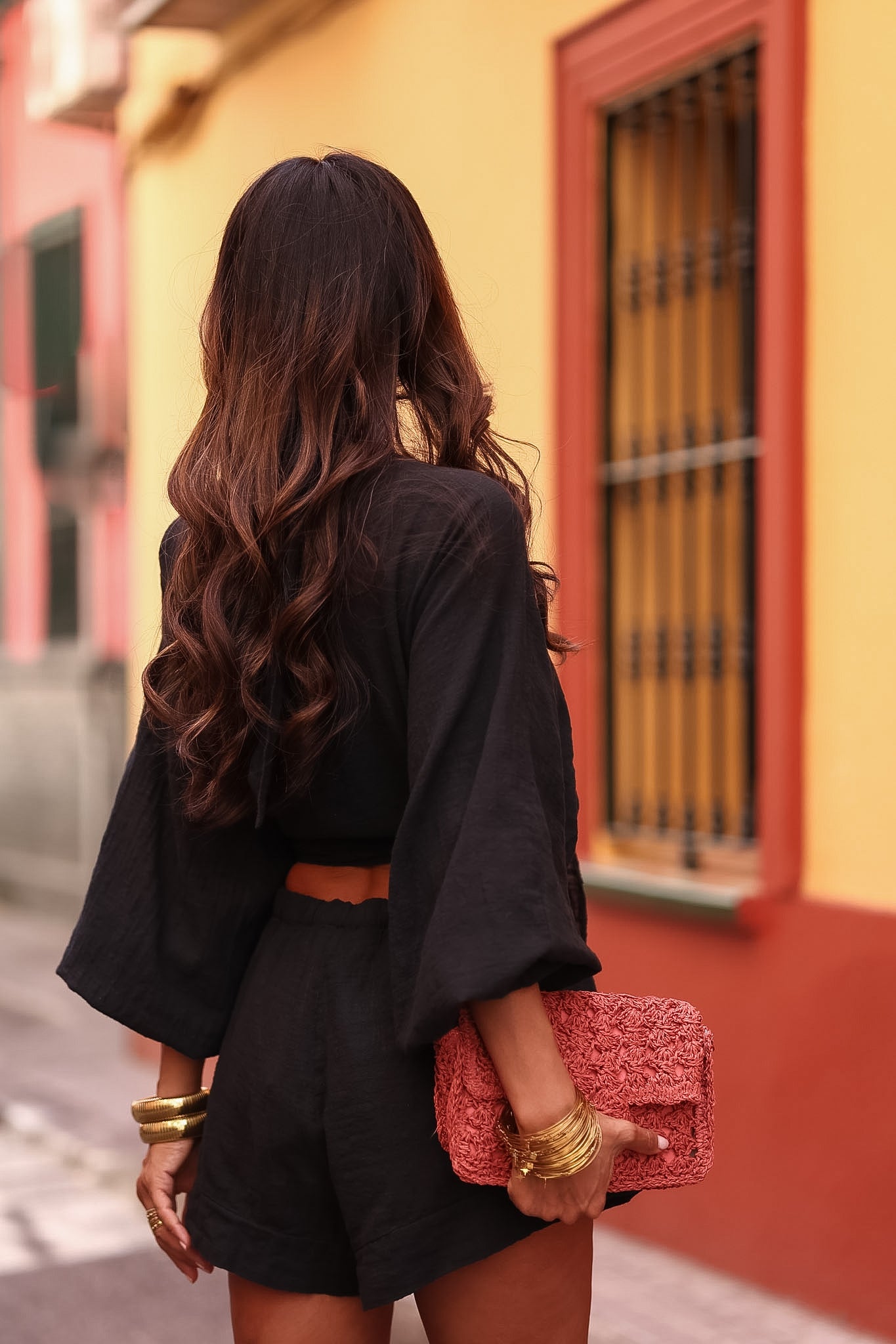 Ensemble Belize noir, top noué, short et bandeau coton (vue 9)