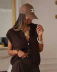 Gilet sans manches Noa marron