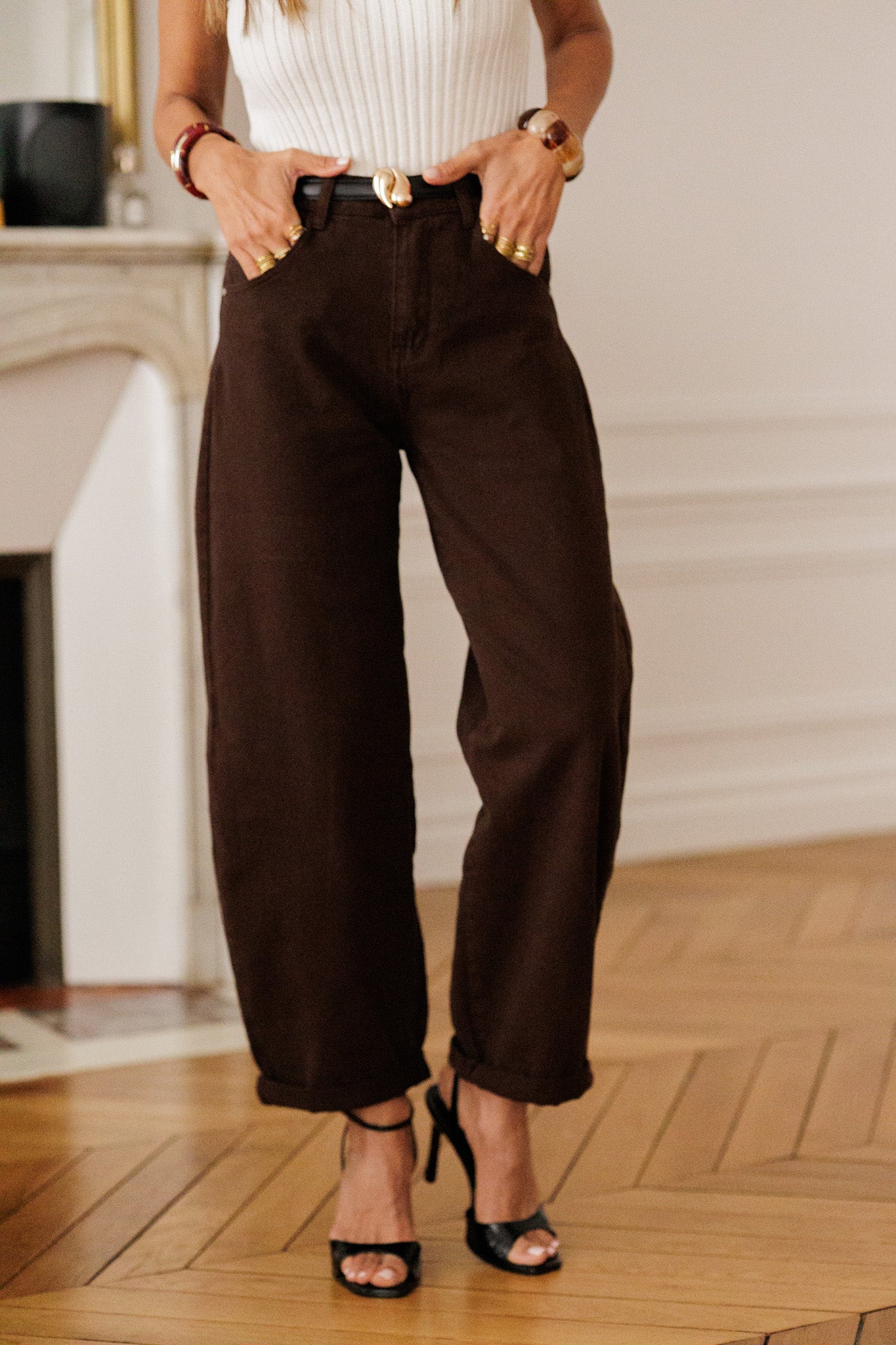 Jean balloon Riven marron