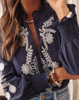 Blouse Monica brodée bleu marine