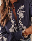 Blouse Monica brodée bleu marine