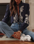 Blouse Monica brodée bleu marine