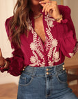 Blouse Monica brodée Burgundy