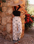 Pantalon Jules brodé blanc et noir