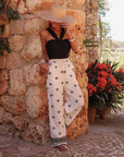 Pantalon Jules brodé blanc et noir