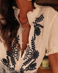 Blouse Monica bleu marine manches courtes