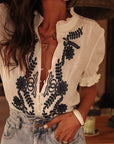 Blouse Monica bleu marine manches courtes