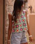 Top Enola vert en crochet
