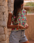 Top Enola vert en crochet