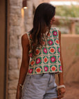 Top Enola vert en crochet