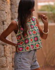 Top Enola vert en crochet