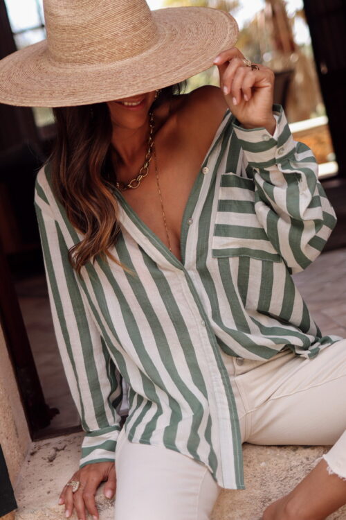 Chemise Côme à rayures vertes