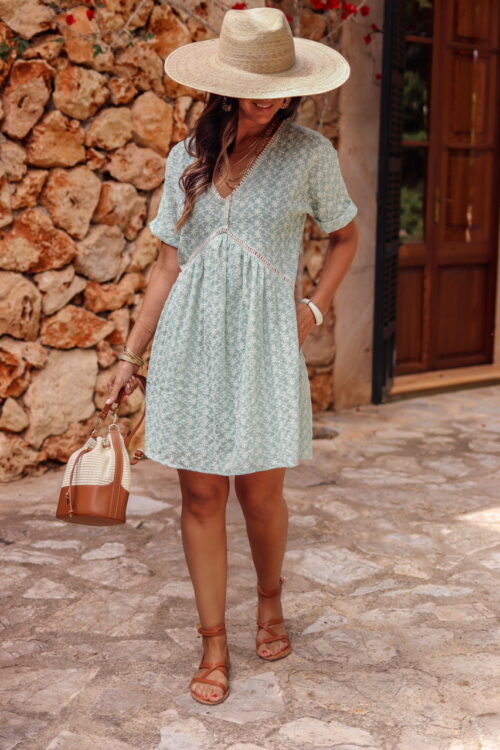 Robe Flavia vert d’eau brodée