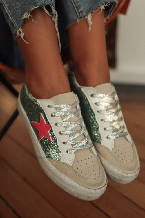 Baskets Mya paillettes vertes