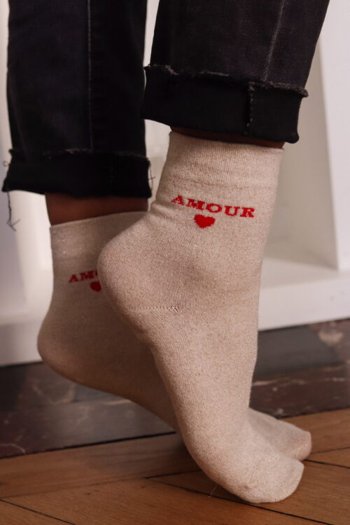 Chaussette Amour beige