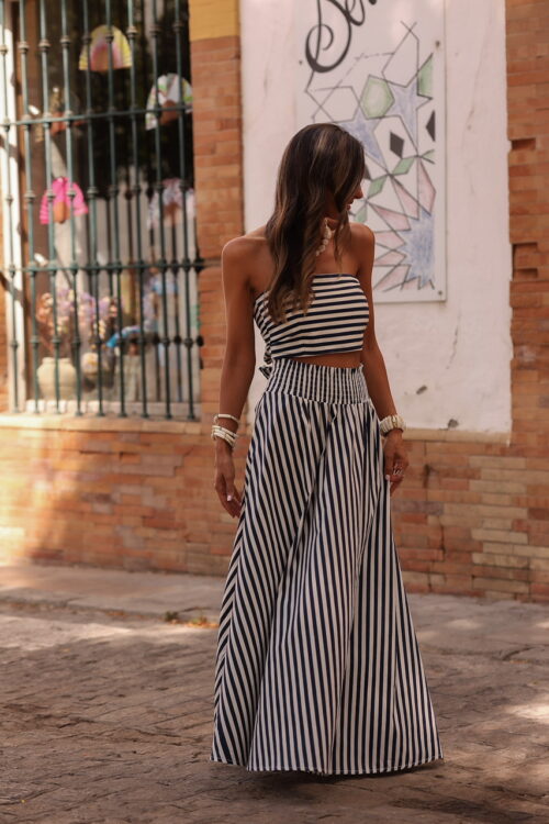 Ensemble Kira rayé bleu marine