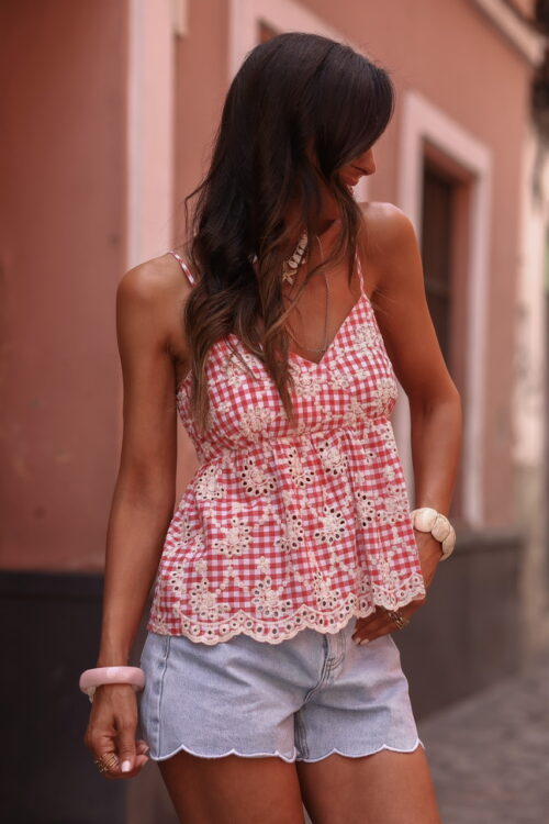 Top Jodie rouge vichy